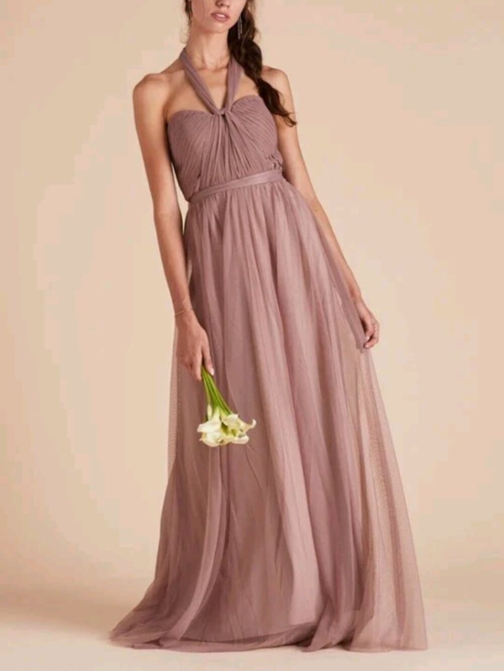NWT Birdy Grey Christina Dress Sandy Mauve | Strapless Tulle Bridesmaid Small